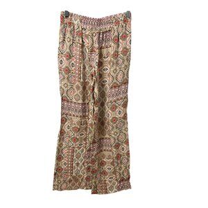 Boho Print Festival High-Waisted Flowy Palazzo Wide-Leg Lounge Pants New Look  S